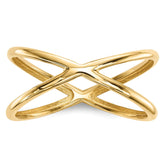 14k Yellow Gold High Polish Criss-Cross X Ring, Size 7